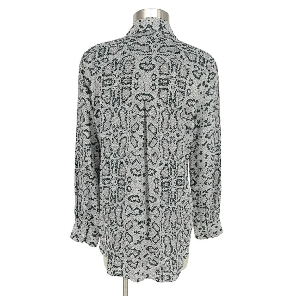 Equipment Femme Shirt Silk Snakeskin Print Long Sleeve Button Up Collared Top - Picture 5 of 7